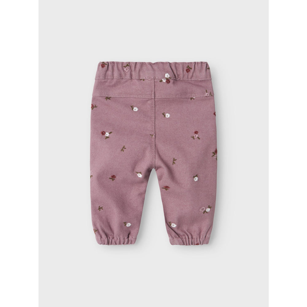Køb Name It Elderberry Embroidery Rose Loose Twill Bukser