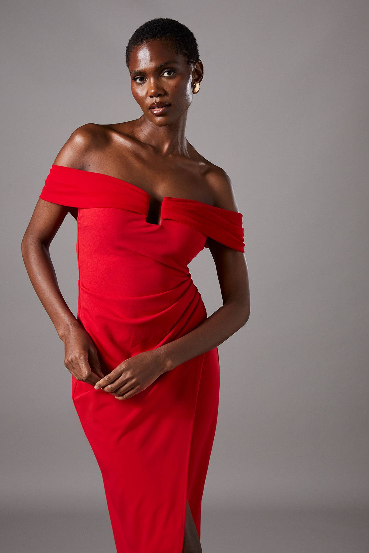 Coast Robe Midi Moulante Bardot en Scuba