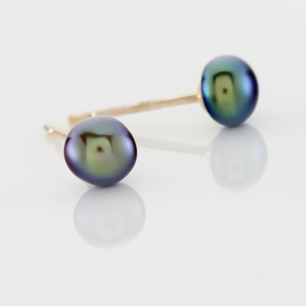 Boucles D'oreilles Puces Micaelle Teintees Or Jaune Perle De Culture