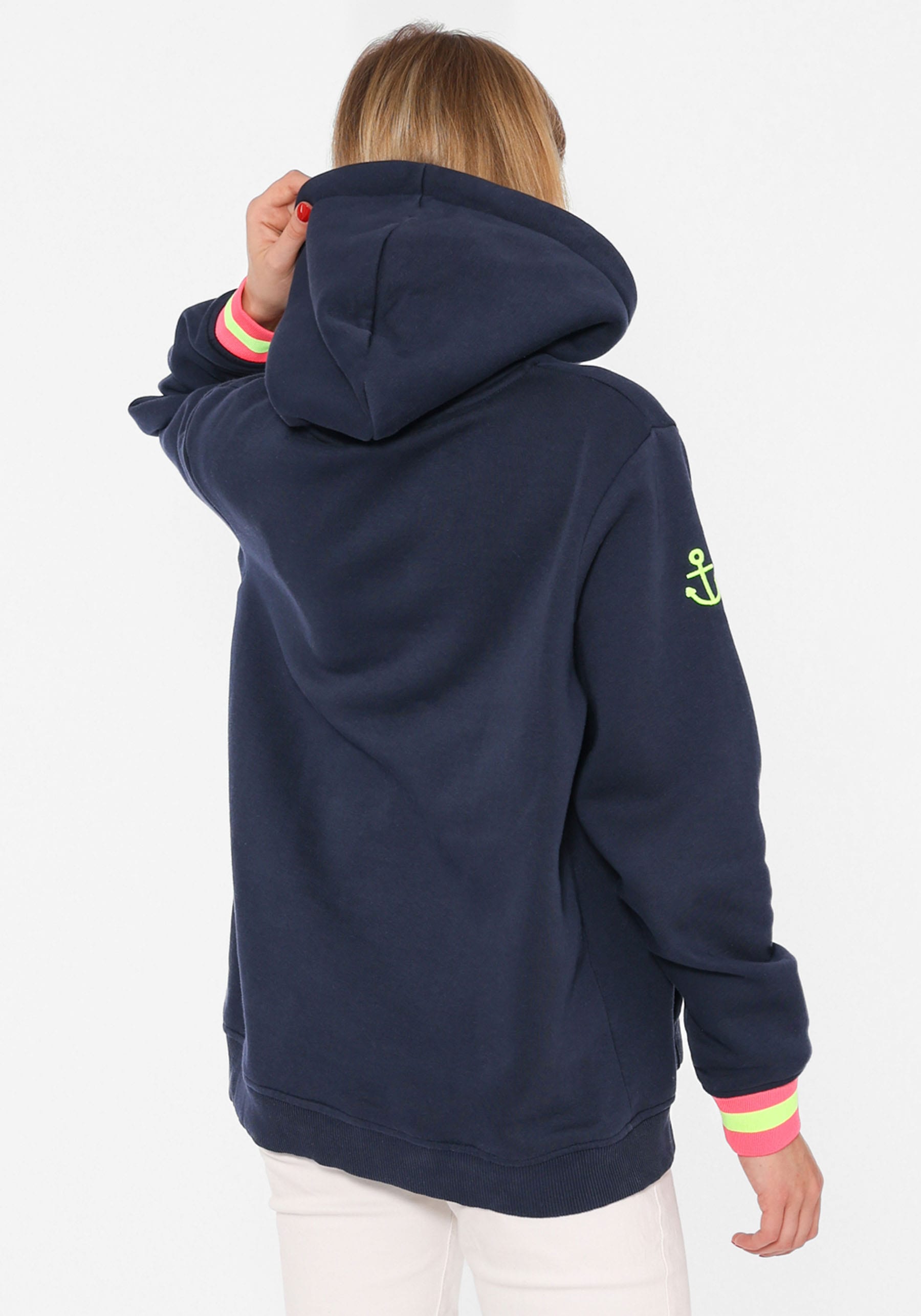 Zwillingsherz Hoodie , Langarm, Kapuze, Neon-Details, Kordelzug, Frontprint, Kängurutasche