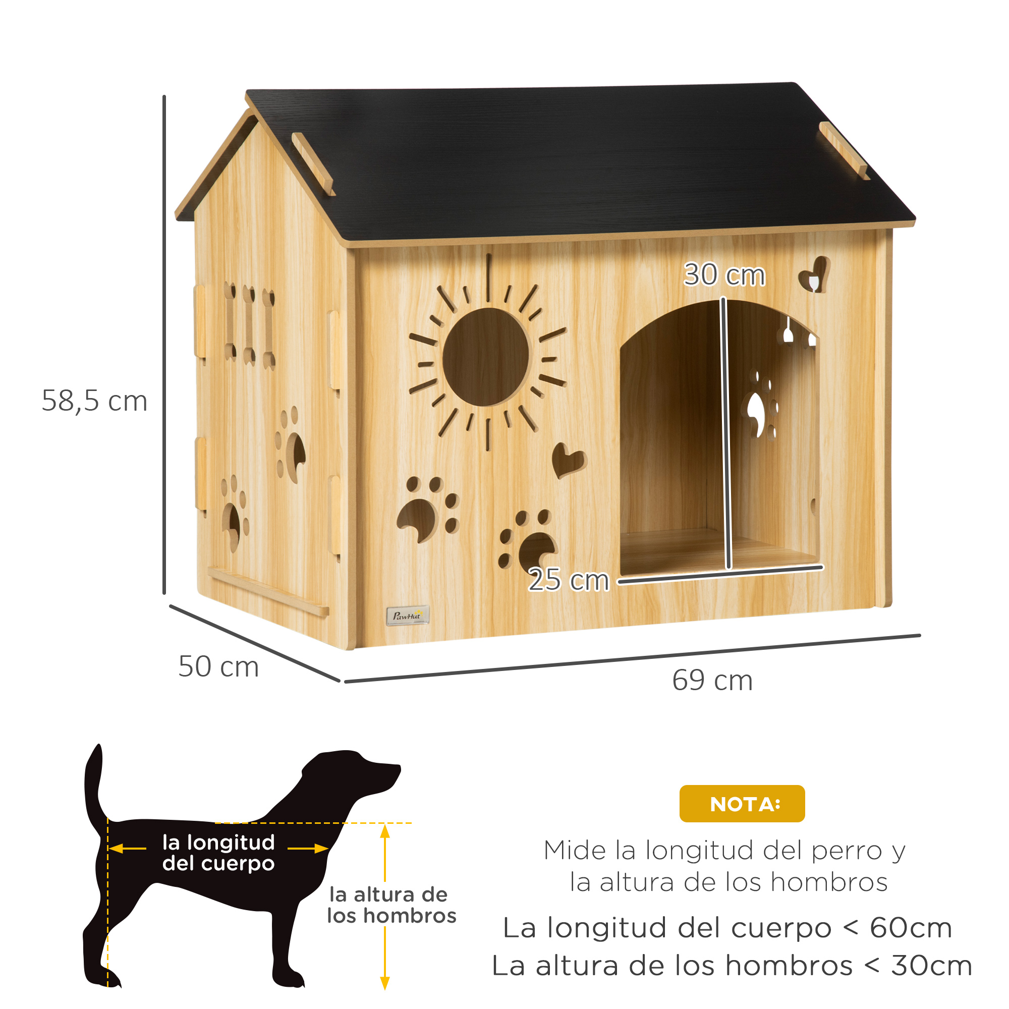 Casinha de madeira PawHut para cães de pequeno porte