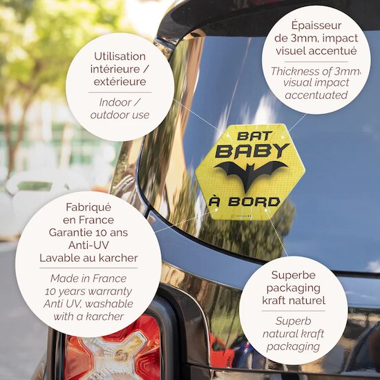 Autocollant bébé à bord   Bat Baby        de               Irréversible
