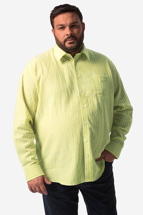 Boston Park Leinenmix-Hemd, Langarm, Streifen, Kentkragen, Comfort Fit, bis 8 XL
