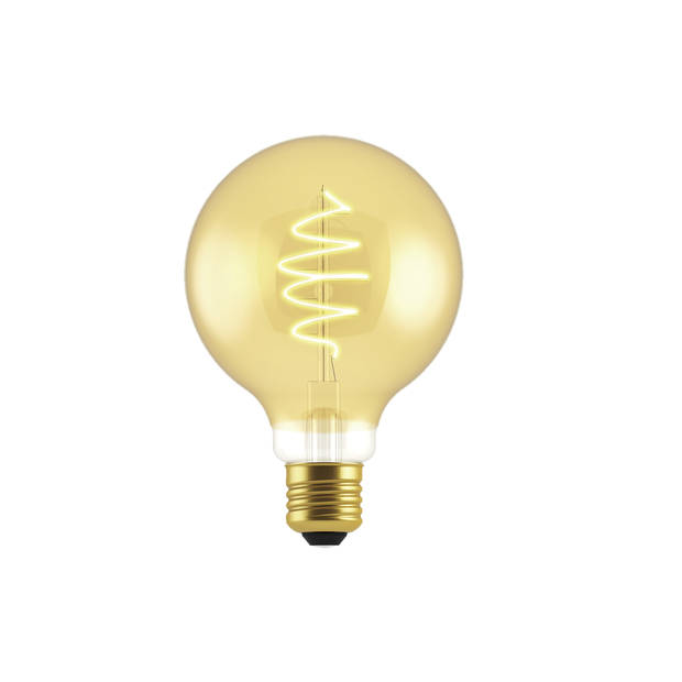 Blokker LED Globe G80 4.9W E27 spiraal goud - Dimbaar