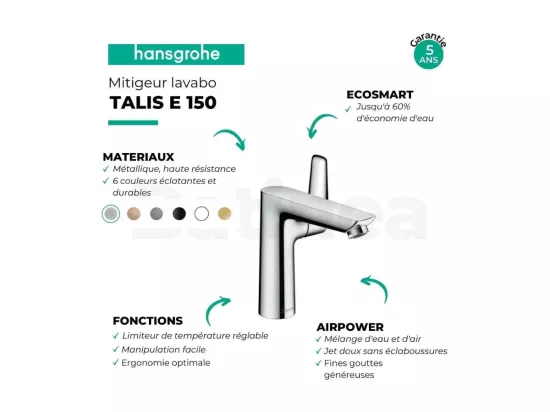 Mitigeur lavabo HANSGROHE Talis E 150 - Taille S + nettoyant Briochin