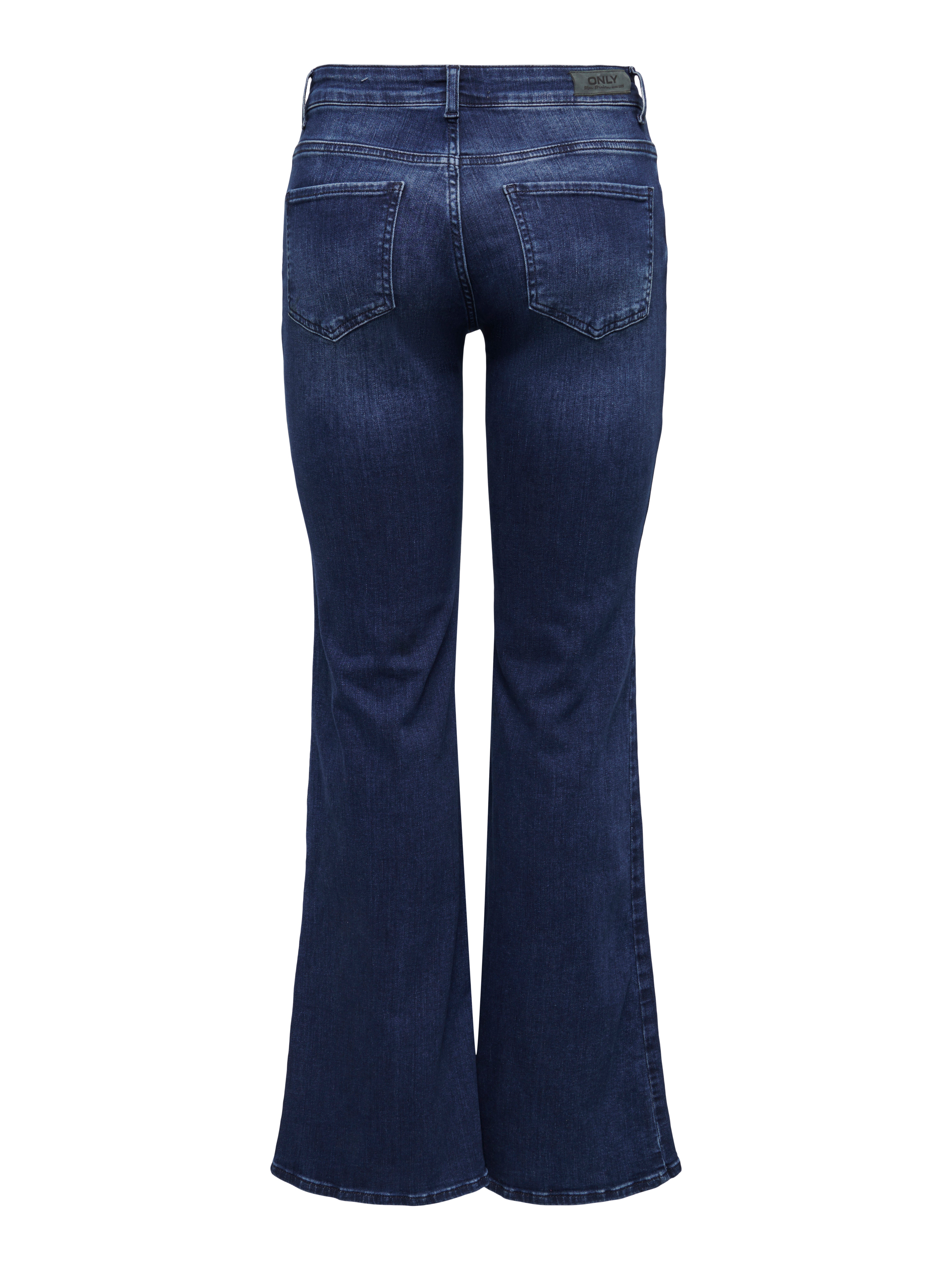 ONLTIGER Niedrige Taille Weiter Beinschnitt Jeans Dark Blue Denim