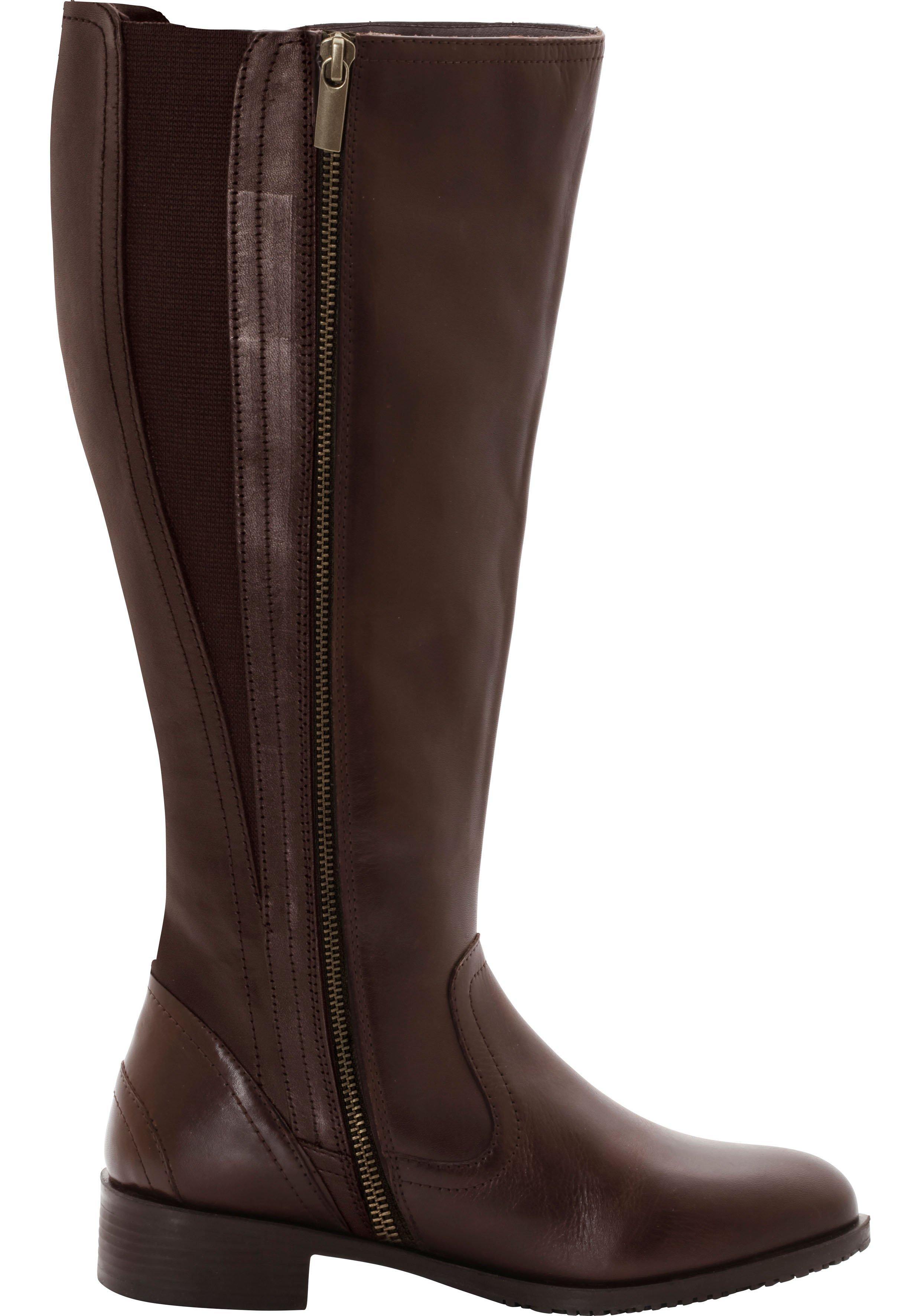Weitschaftstiefel aus Leder mit drei Zierschnallen