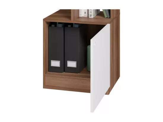 Bureau Châtaignier Blanc Bibliothèque 6 Niches et 1 Caisson Intégrés