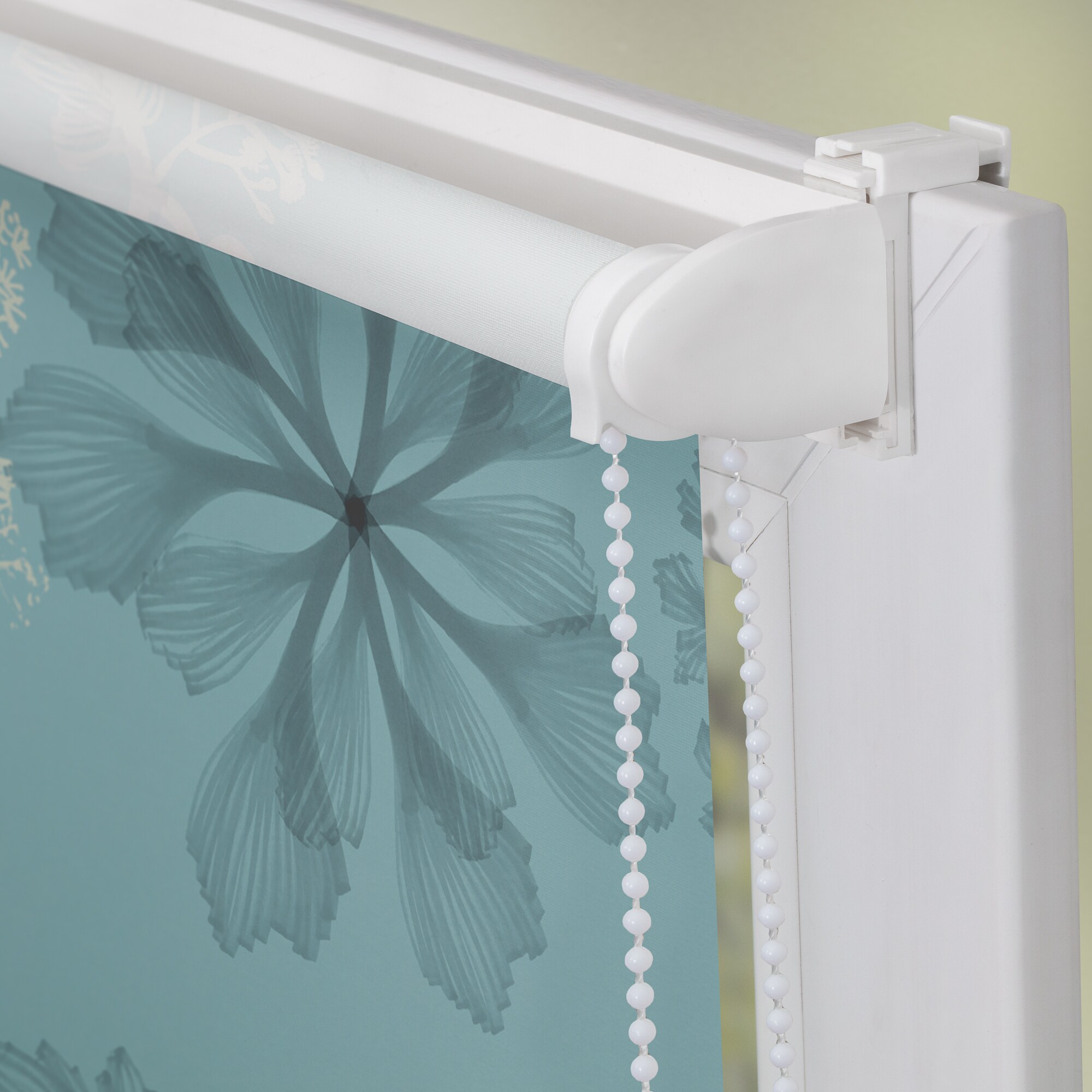 Lichtblick Rollo Klemmfix, ohne Bohren, blickdicht, Aqua Floral - Blau