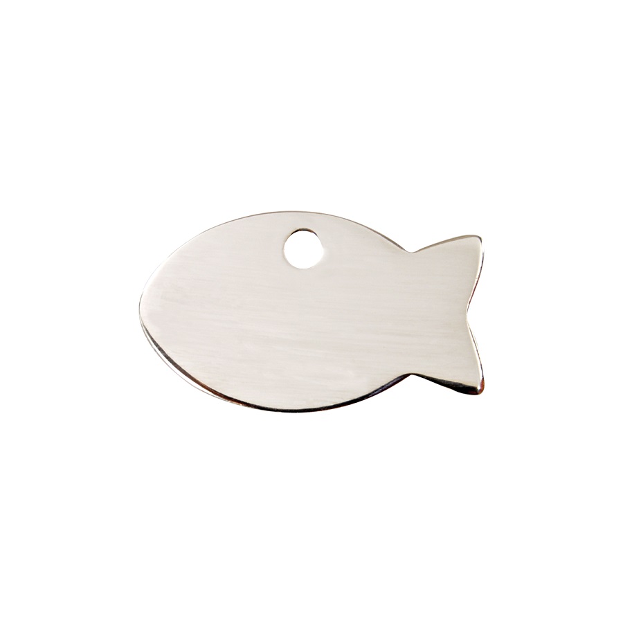 Placa de identificação para cães em aço inoxidável com peixe