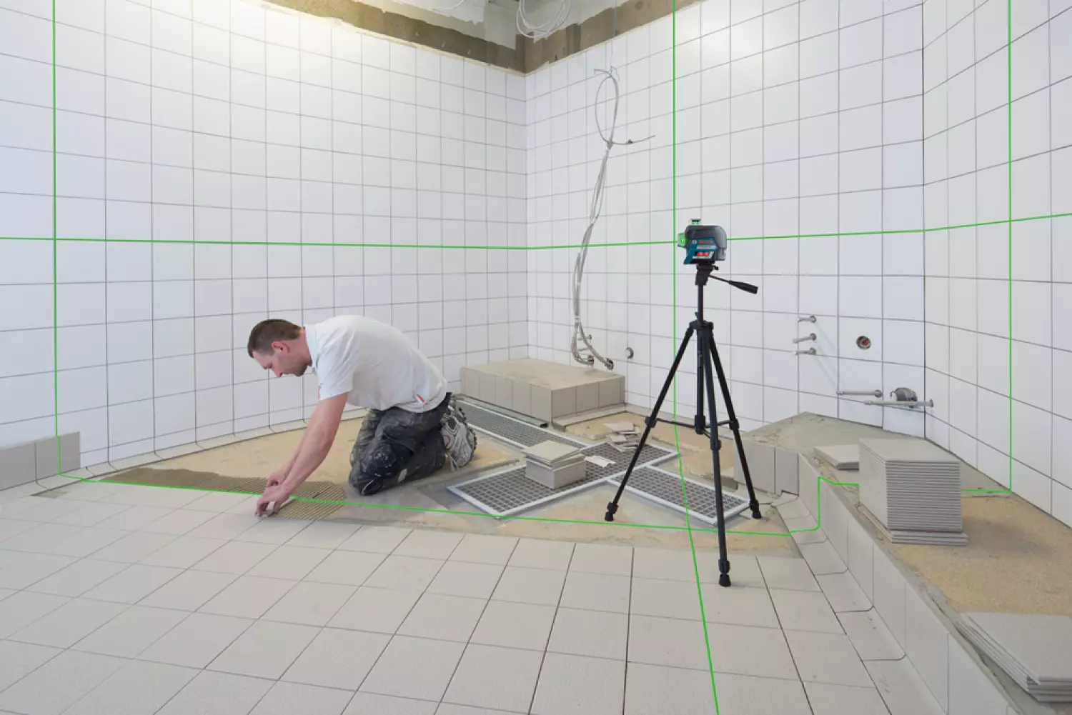 Bosch GLL 3-80 CG 12V Li-Ion accu Kruislijnlaser set (1x 2.0Ah accu) in L-Boxx - Groen