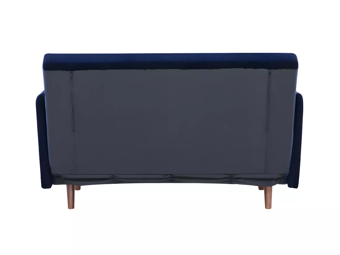 Belushi - Canapé convertible 2 places en velours côtelé L120cm - Bleu marine
