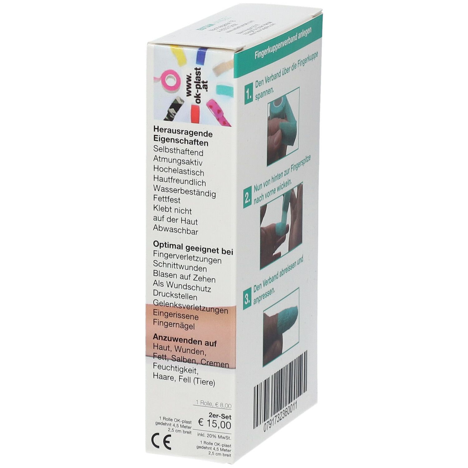 OK-Plast 4,5 m x 2,5 cm natur/rot