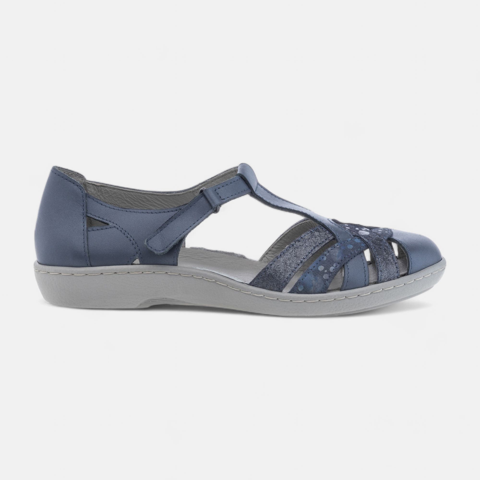 Nu-pieds confort Femme en cuir bleu marine