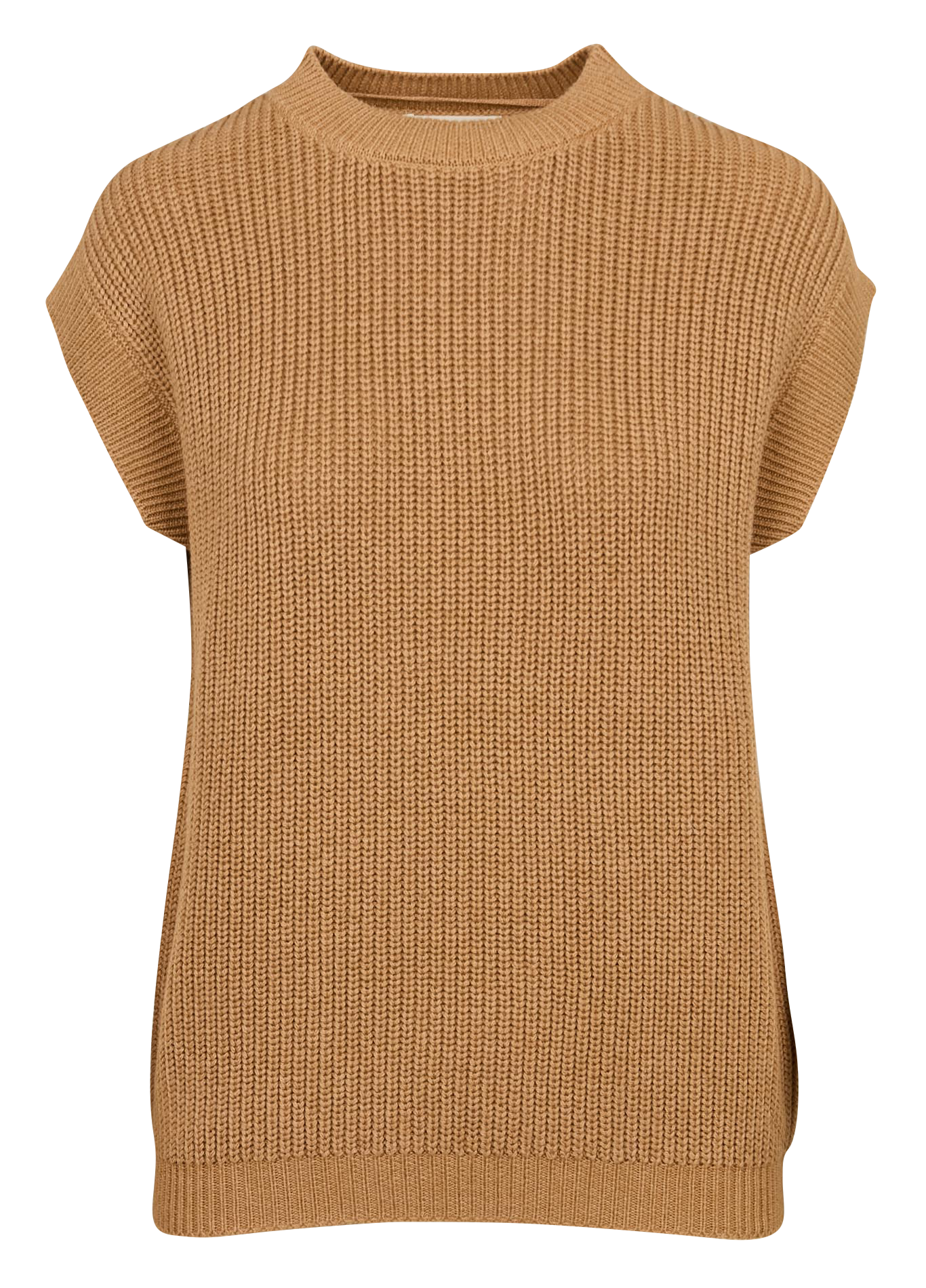 KAVERI - Pull droit col rond en laine et coton | Marron