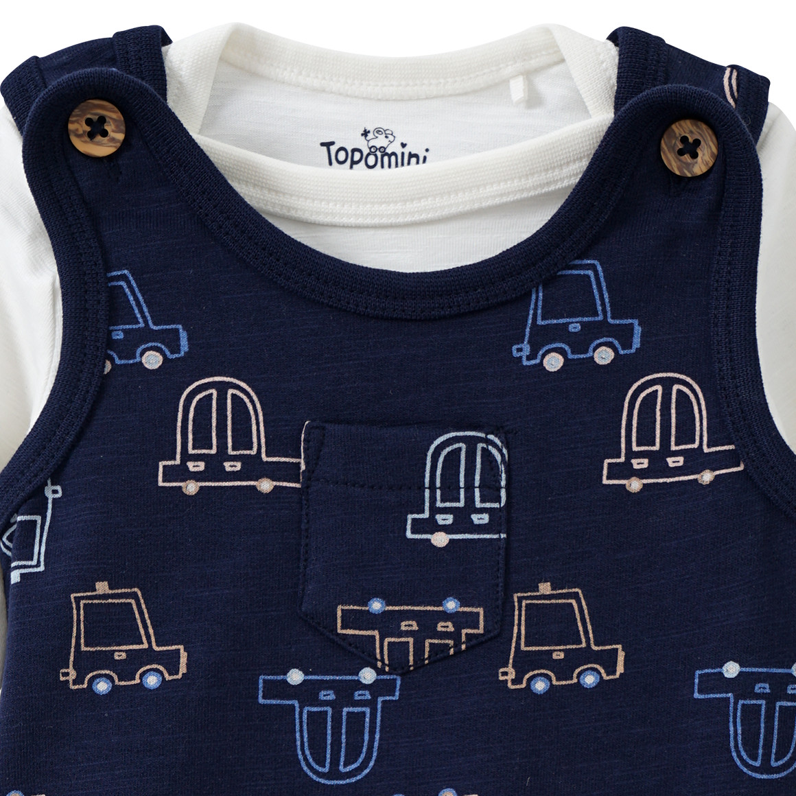 Topomini Newborn Strampler und Langarmbody im Set dunkelblau / weiss