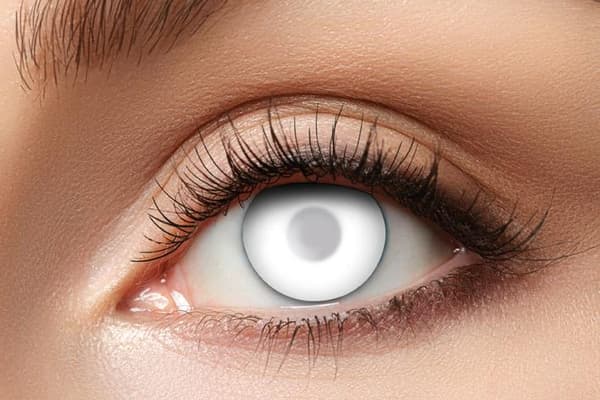 Partylinser hvite blind white fargede linser halloween kule crazy skumle