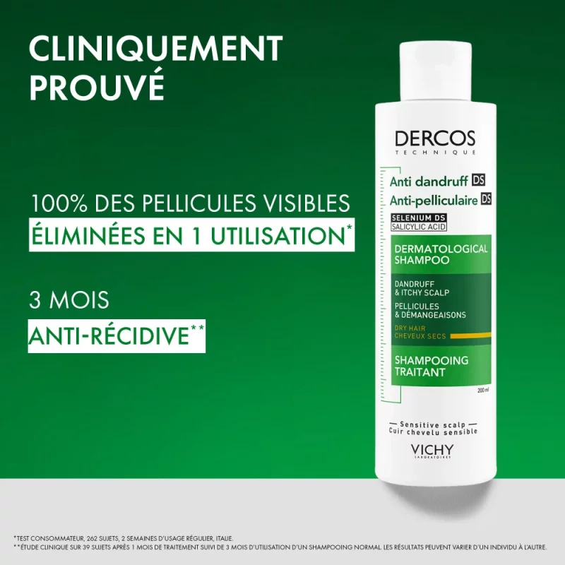Dercos Technique Antipelliculaire DS Shampooing traitant pellicules & démangeaisons cheveux secs - 200ml