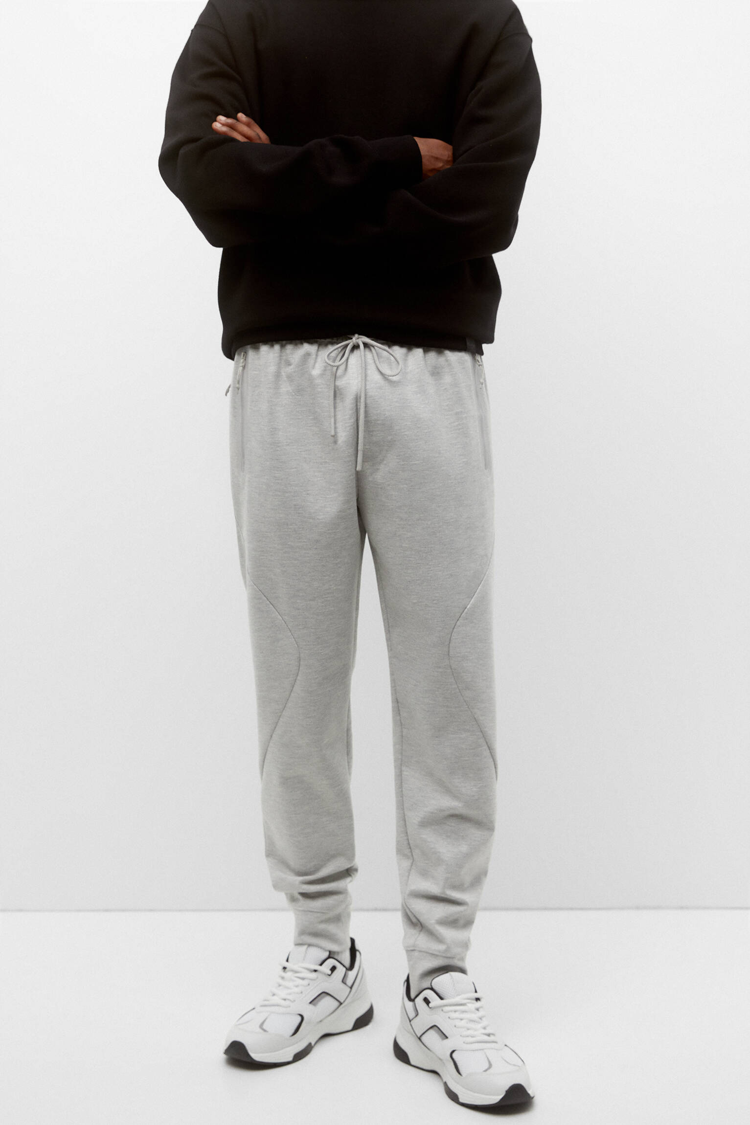 Calça jogger STWD com zíperes - cinza claro