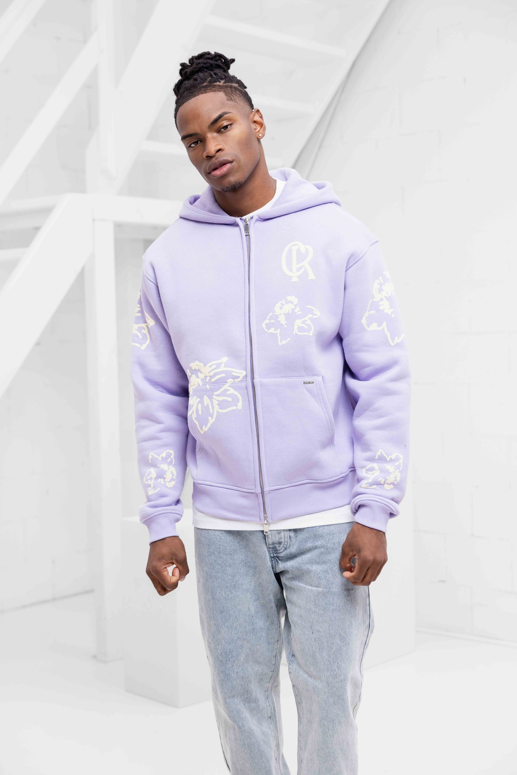 Croyez Flower Zip-Hoodie Heren Paars