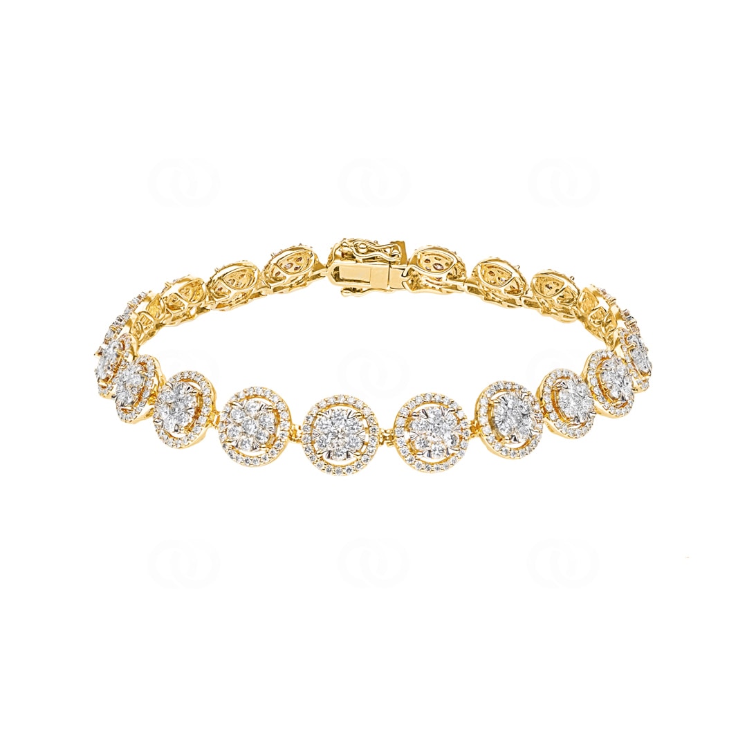 5.00 Karat Diamanten Halo Tennisarmband 750/18 K Gelbgold