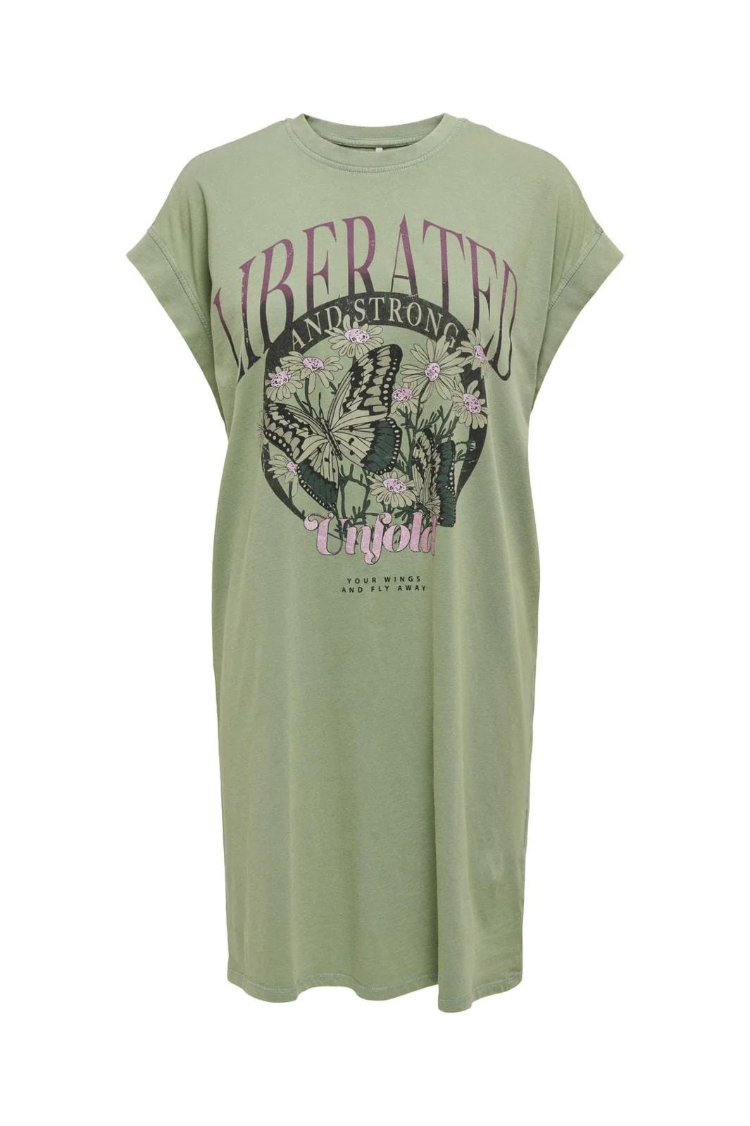 Only Onllucy Life S/L Butterfly Dress Box 4506686 hedge green liberated lovely