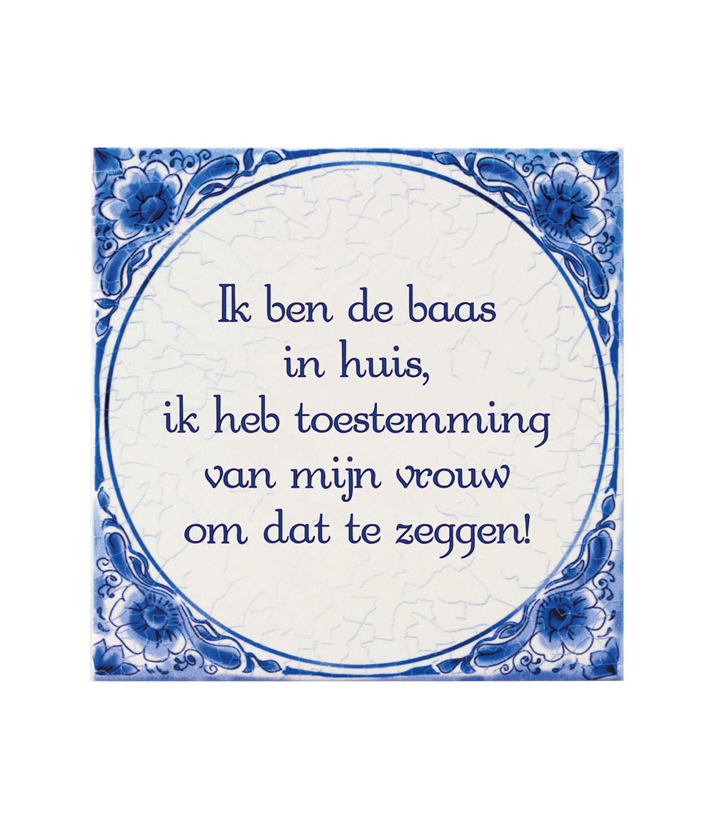 Delfts Blauw Tegel Baas In Huis 14,5cm