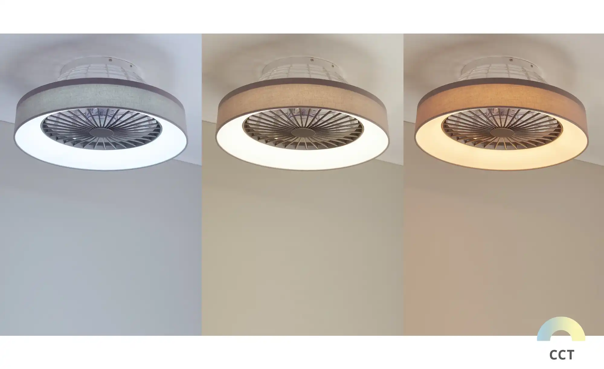 Trio Deckenventilator mit Stoffschirm in grau