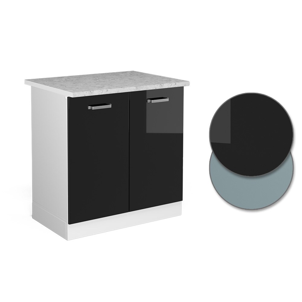 Vicco Spülenunterschrank Küchenschrank R-Line Solid Weiß Schwarz 80 cm modern Arbeitsplatte