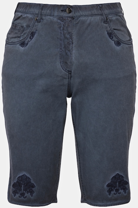 Trachten-Jeansbermuda Mandy, Used-Look, Stickerei