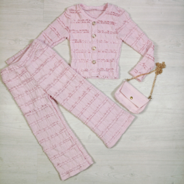 Girls Luxury Ruffle Two-Piece Set - roze