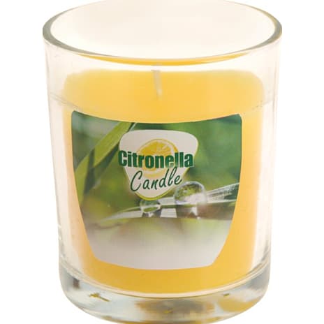 Citronella lys i glas 7x8 cm - gul