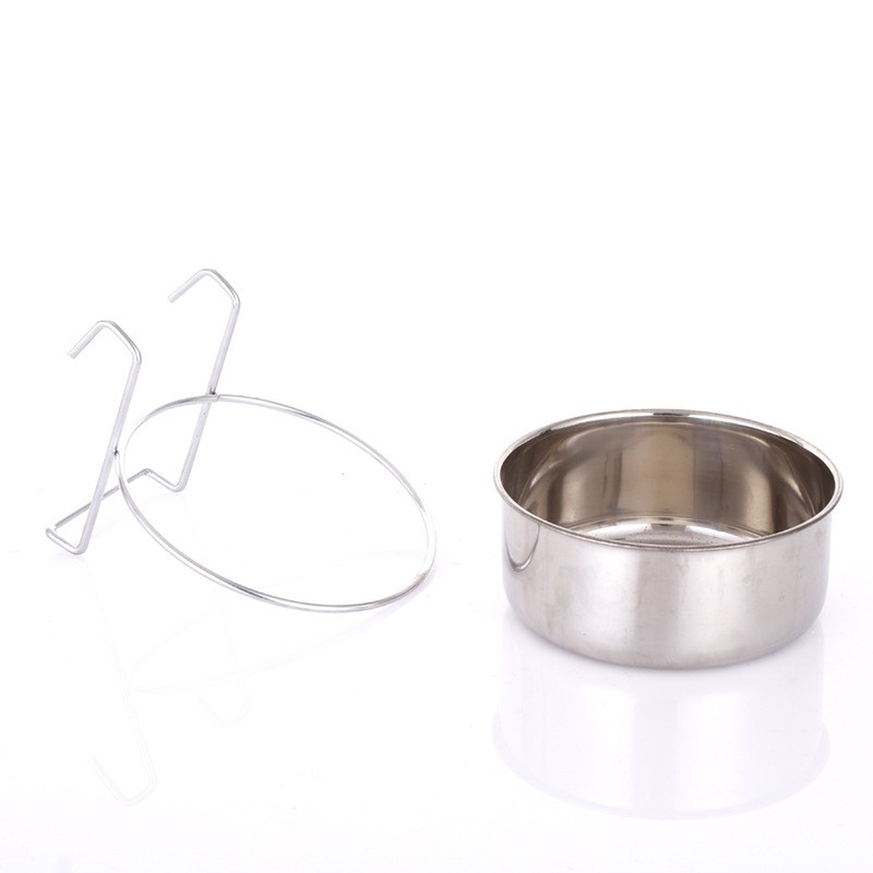 (Ø16cm) 550ml Edelstahl Haustier Futternapf zum Einhängen Transportbox Fress Napf Wasser Schale für Katzen / Hunde - Silber