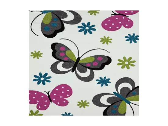 Tapis enfant 240x340 rectangle tissé crème motif animaux PAPILLONS