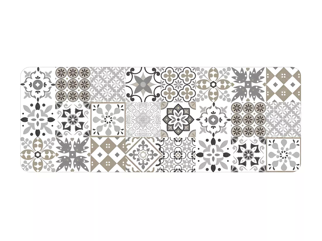Tapis décoratif en polyester - L 45 x l 120 cm - Imprimé salou blanc