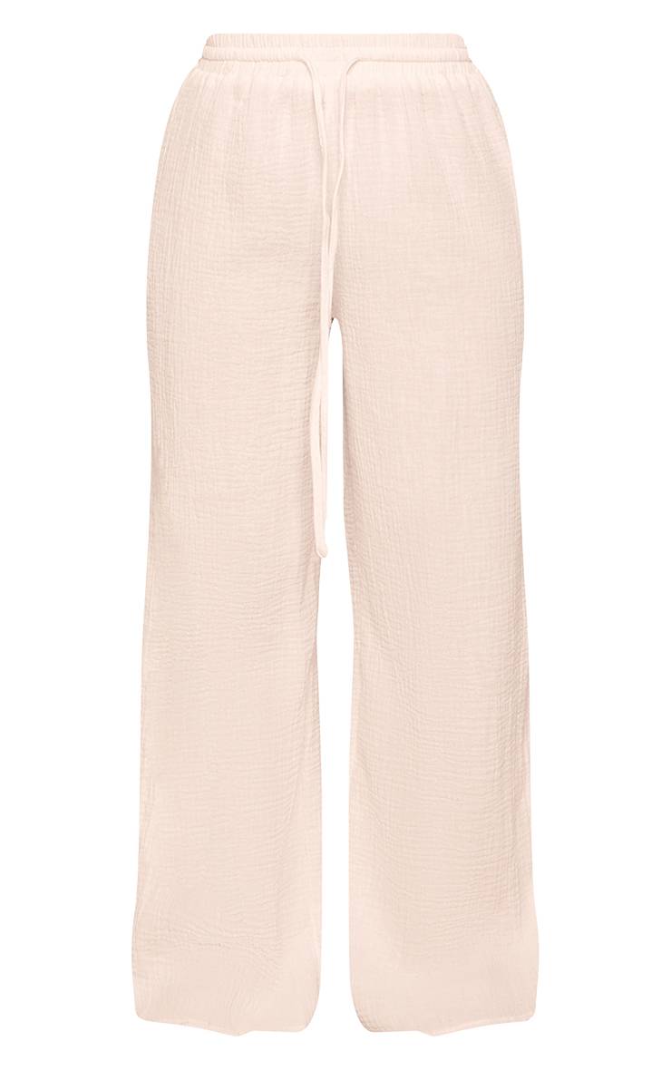 Blanc Ensemble Coordonné Pantalon Large Texturé En Étamine Petite