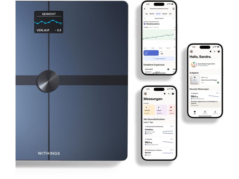 Withings Körperanalysewaage Body Smart Schwarz WLAN-Personenwaage