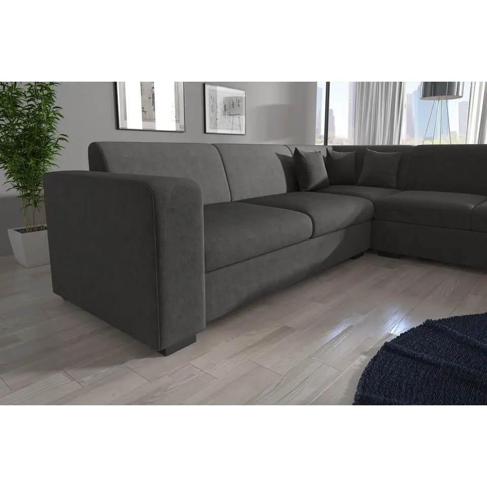 Meubella - Hoekbank Santana - Grijs - Velvet - Rechts