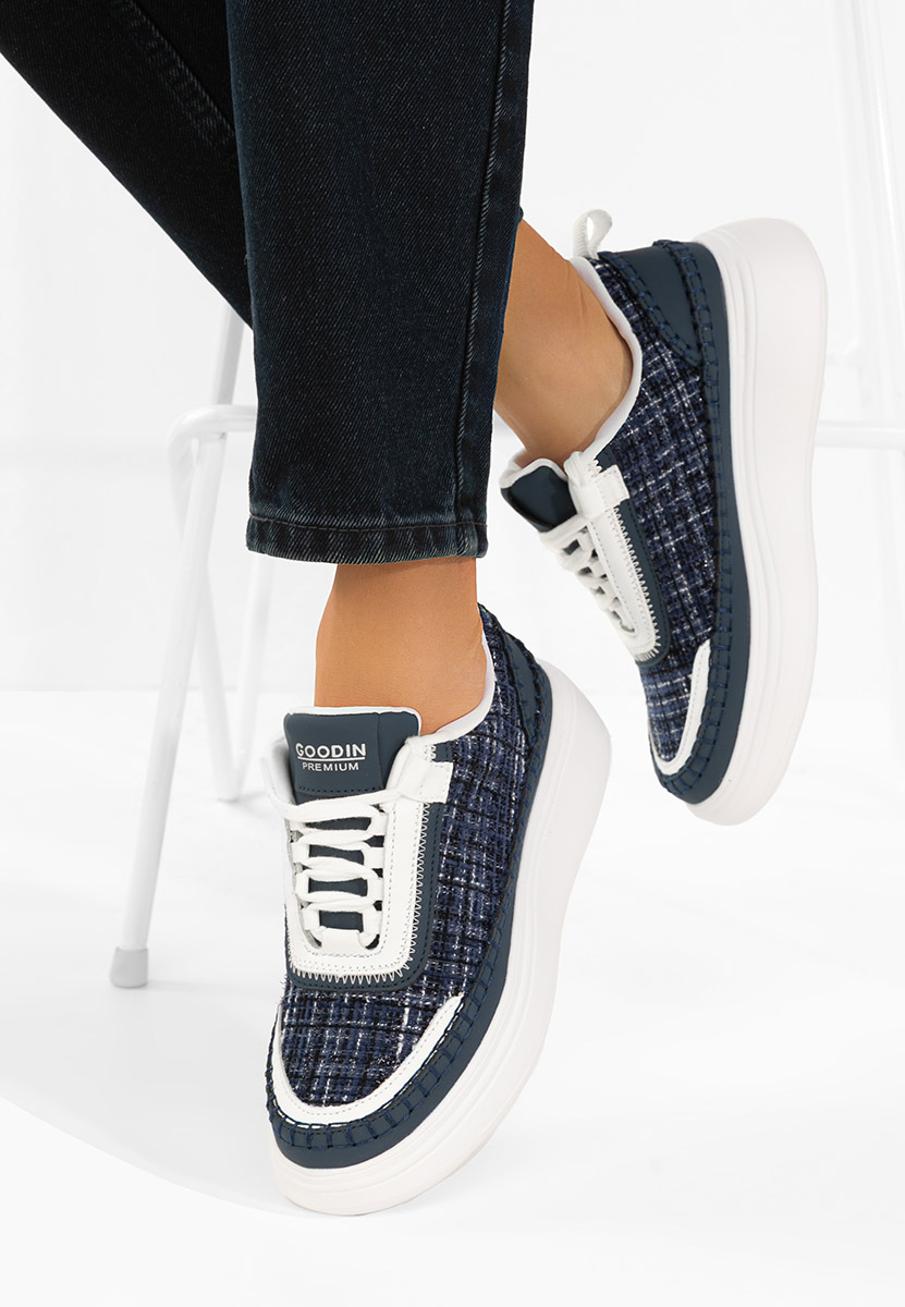 Baskets pour femme en cuir marine Elvia