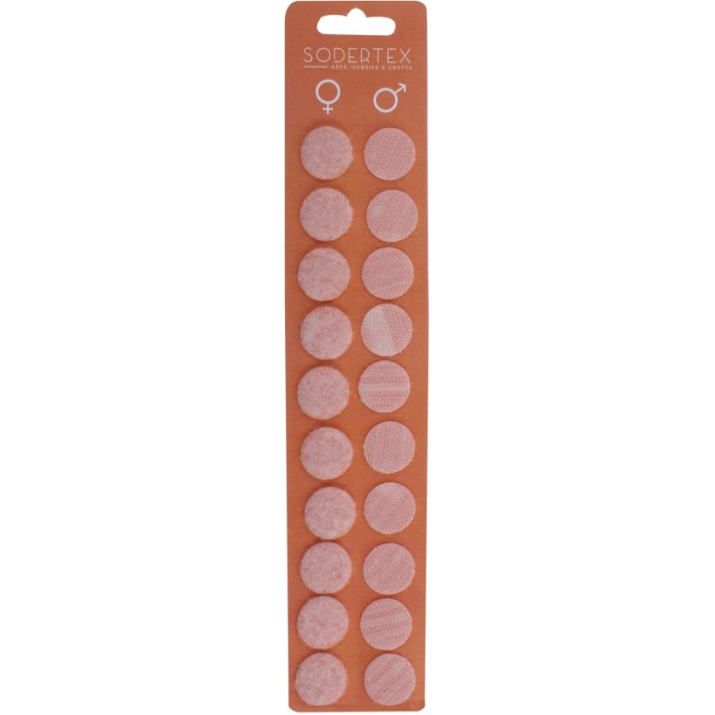 Pastilles scratchs sodertex adhésives diamètre 20mm pochette de 2 x 10 pièces males femelles