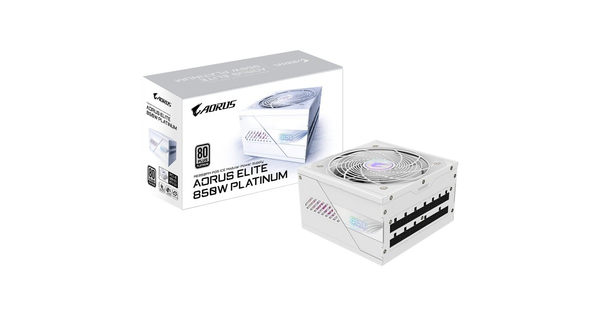 GIGABYTEAORUS ELITE GP-AE850PM PG5 ICE modulaire 850 watt voeding   (Wit, 1x 12VHPWR, 6x PCIe)