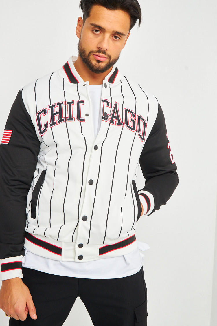 Bomber Chicago blanc à rayures