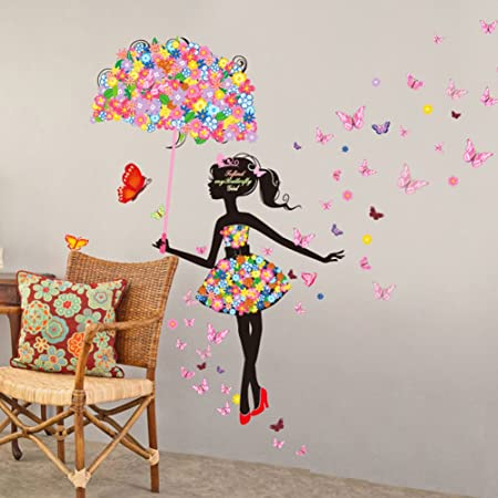 (140x170cm) Wandtattoo Kinderzimmer Aufkleber Home Deko Wandsticker - Flower Fashion