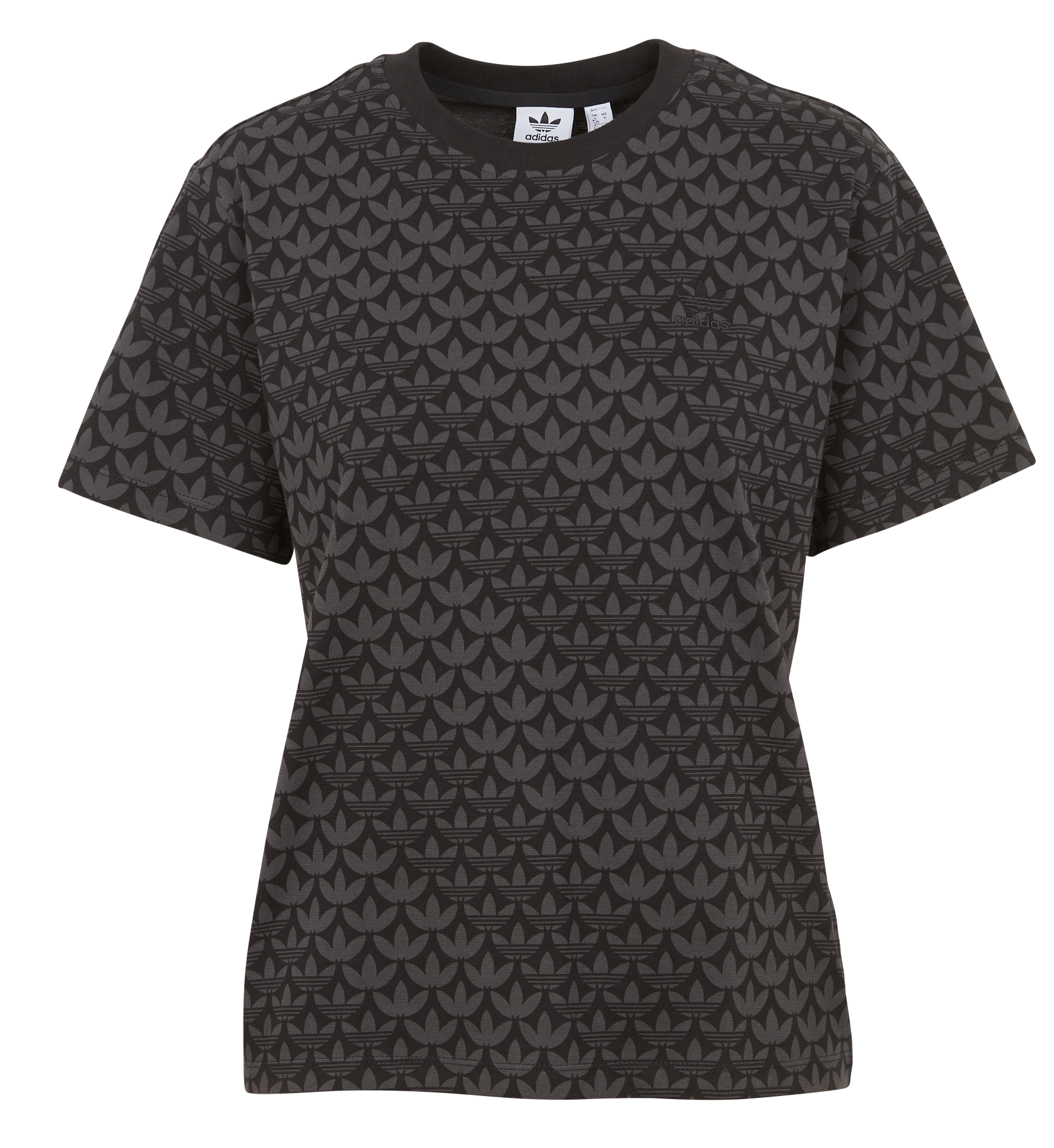 Tee-shirt col rond imprimé en coton| Noir