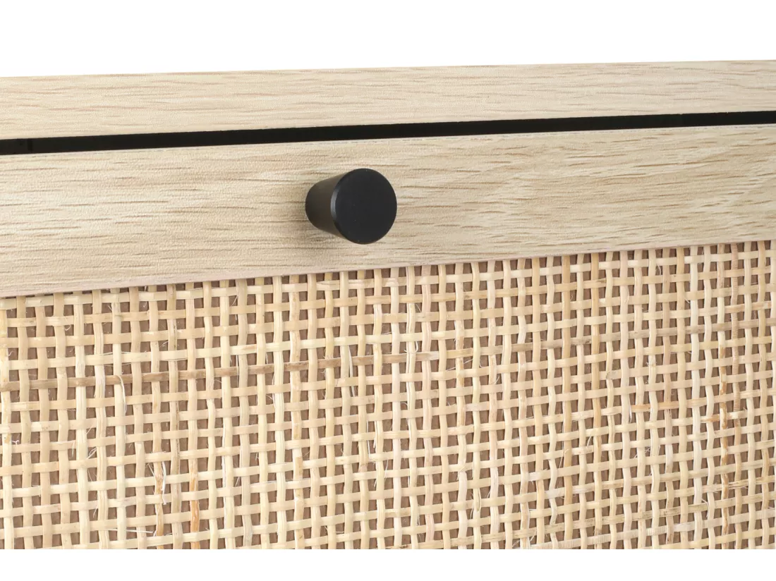 Meuble à chaussures avec 3 Porte en rotin métallique fabriqués avec des fers à repasser et MDF 60x23.5x104.5cm Naturel