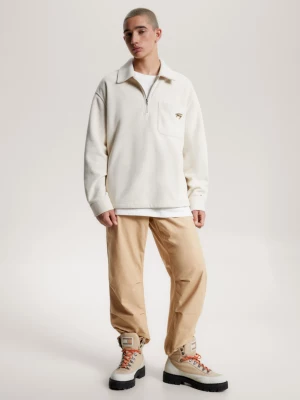 Moletom Signature Logo Relaxed Fit com Meio Zíper
