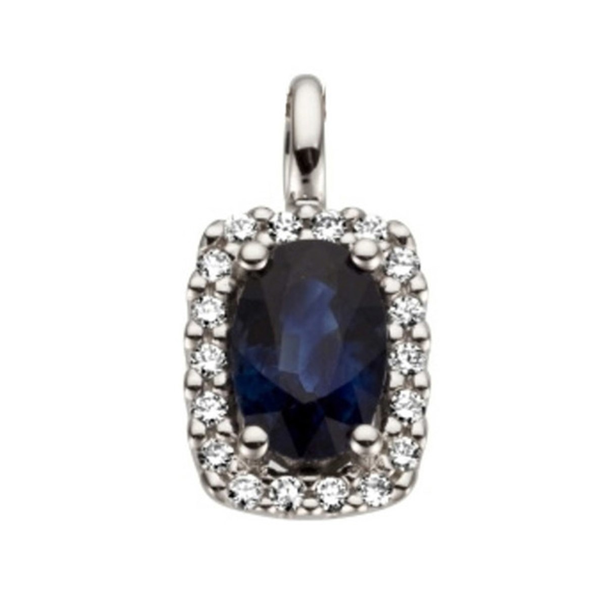 Pendentif Brillaxis or saphir entourage diamant