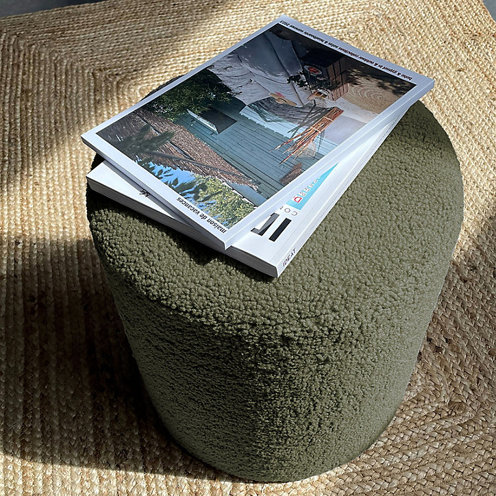 Pouf bouclette rond l.33 x H.33cm vert