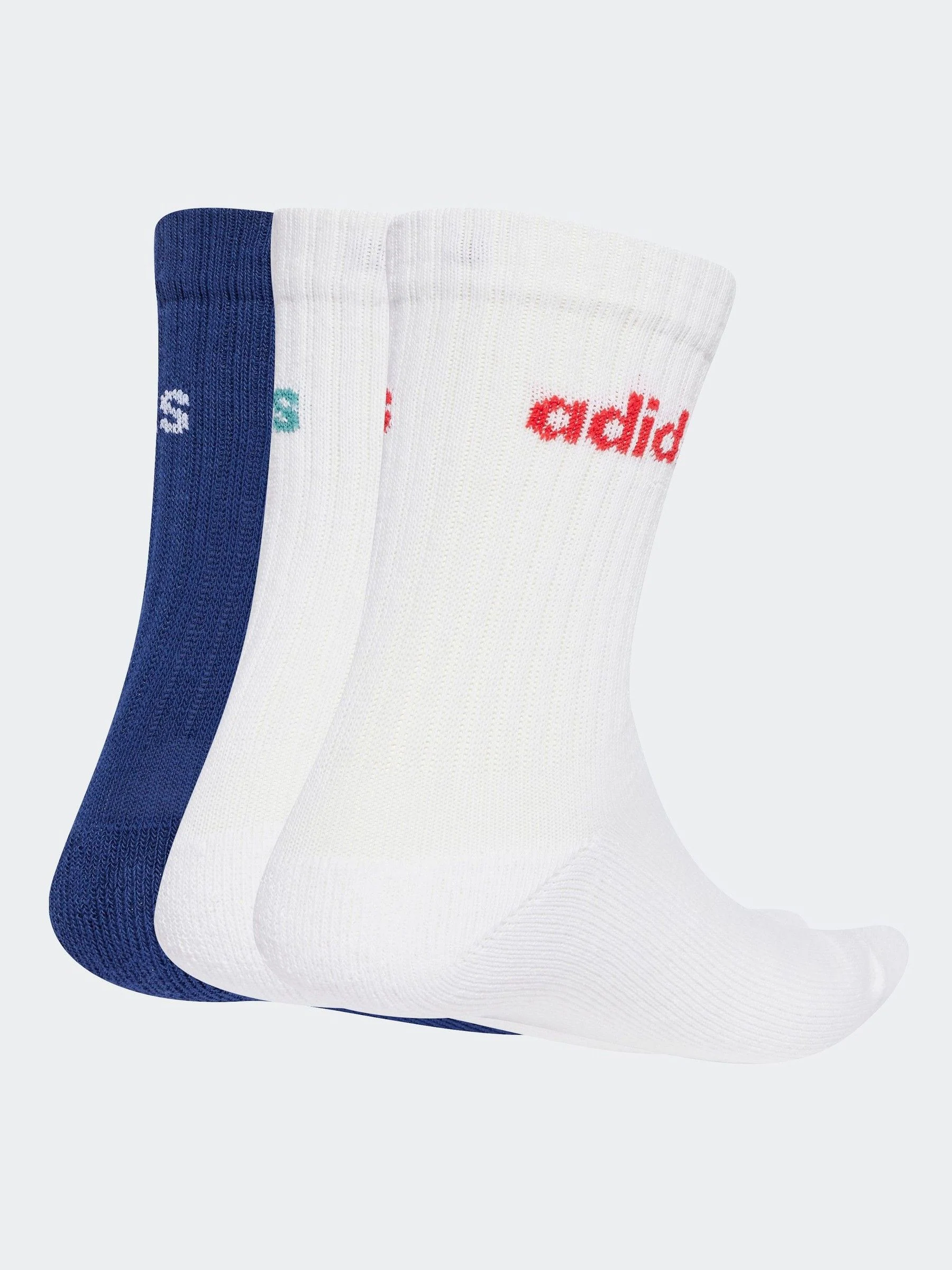 Blauw - adidas Linear verpakking van 3 paar dikke sokken met ronde hals