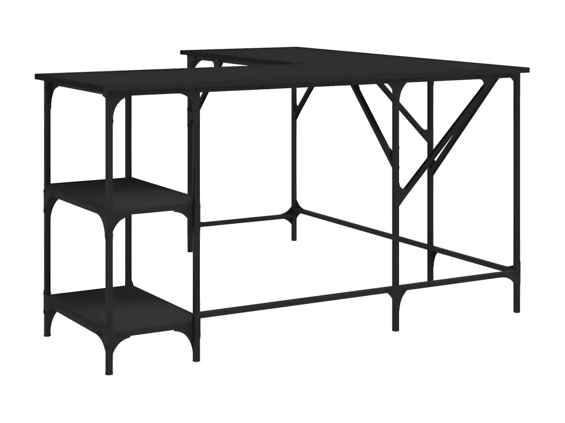 Bureau noir 139x139x75 cm bois d'ingénierie